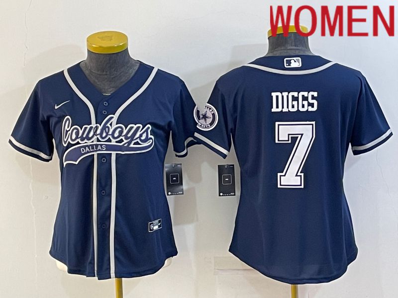 Women Dallas Cowboys 7 Diggs Blue 2022 Nike Co branded NFL Jerseys